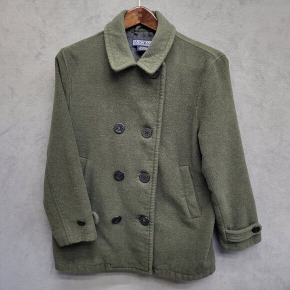 Vintage Lands End Direct Merchants Womens Original Tiroler‎ Loden Wool Peacoat M